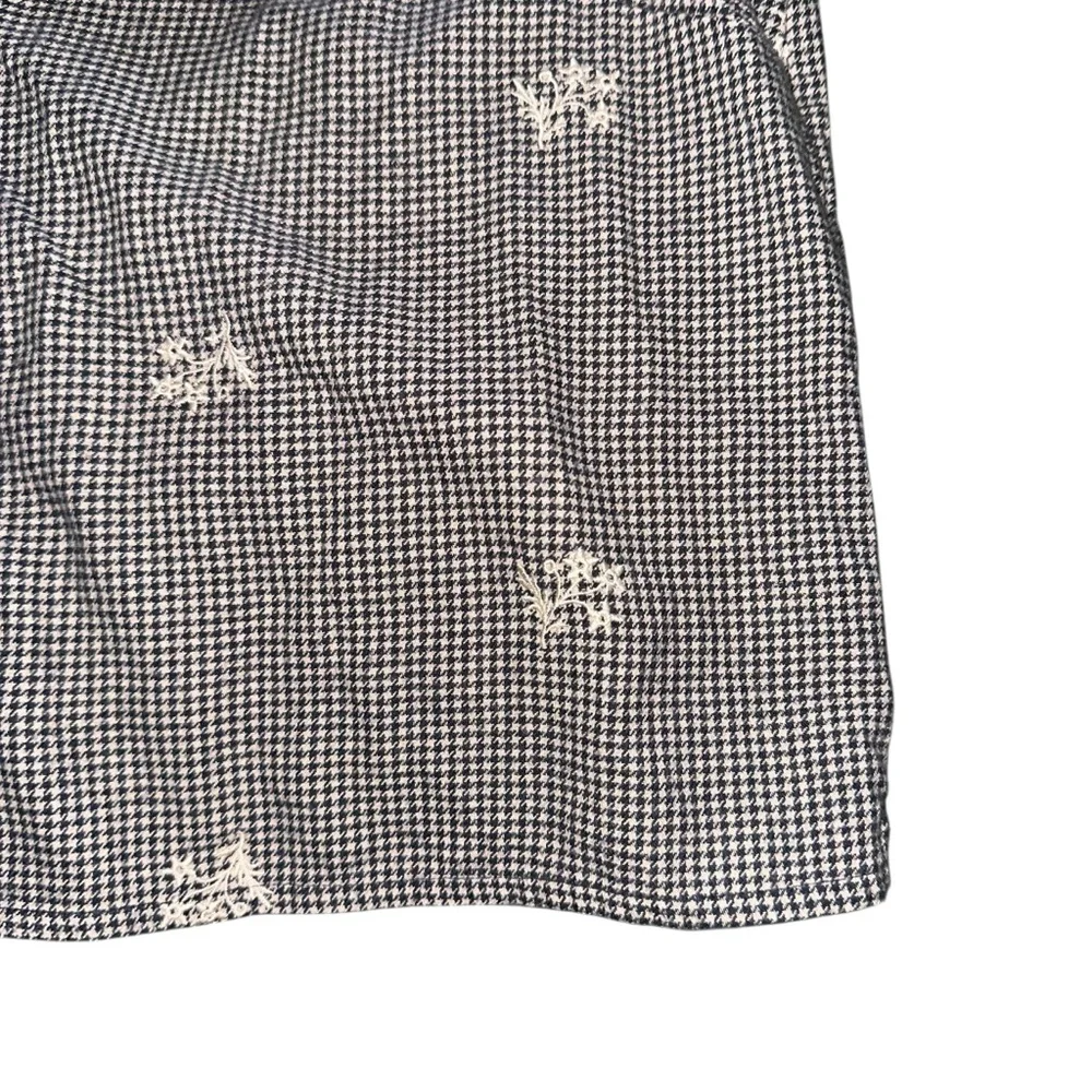 Madewell Black Gingham Floral Blouse S Embroidered Puff Sleeve Cottagecore Top
